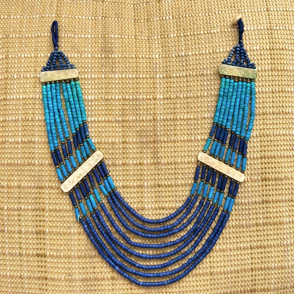 💙🩵 Vintage Blue Bead Multi-Strand Necklace - Picture 1 of 3